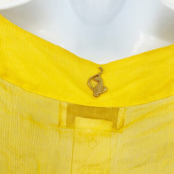 Baby Phat Womens Y2K Vintage 100% Silk Beaded Sheer Tunic Top Cover Up XL Yellow - Picture 5 of 7